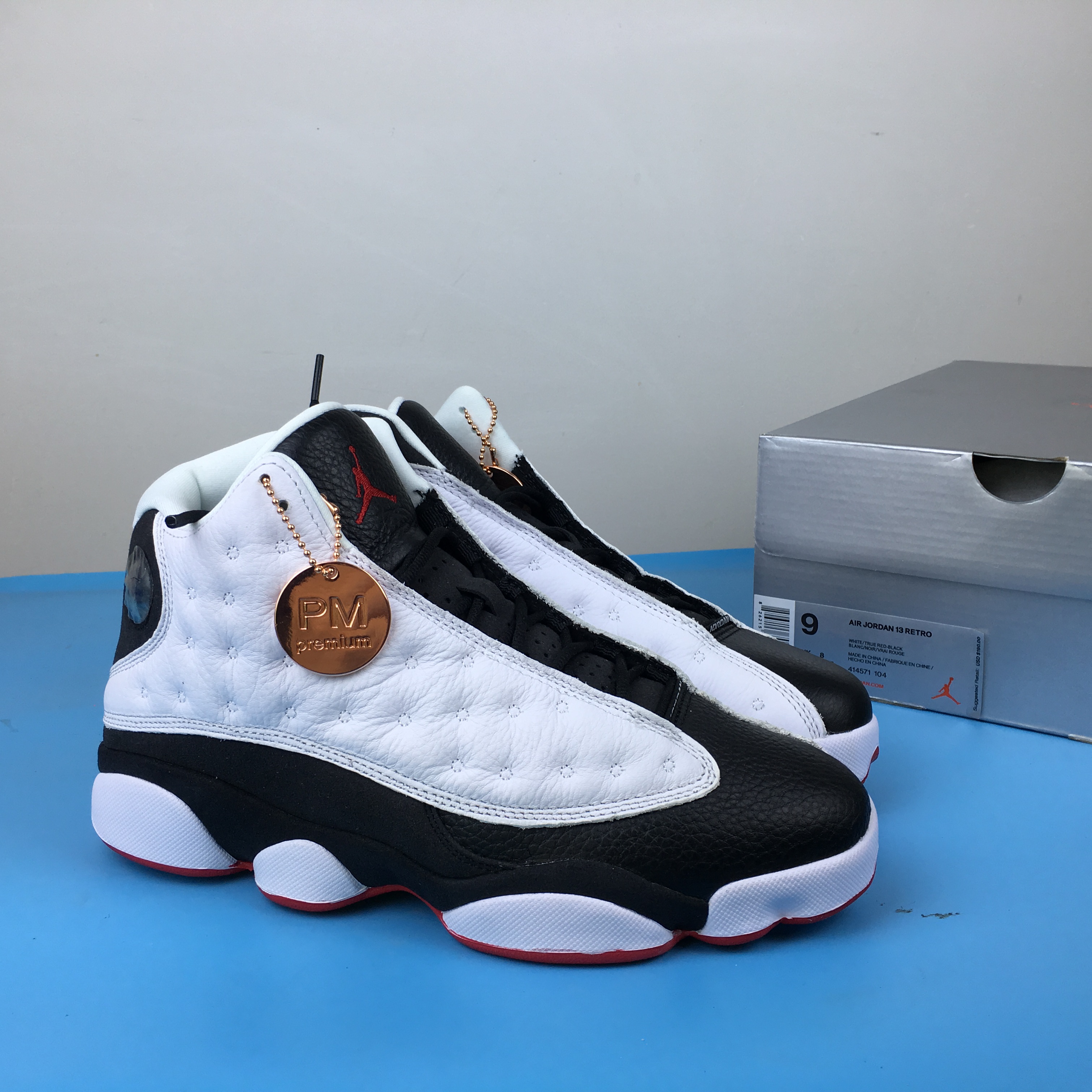 2018 Air Jordan 13 PM Panda White Black Red Shoes - Click Image to Close